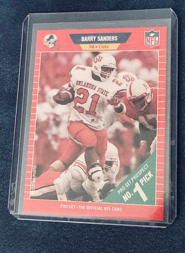 1989 NFL Pro Set Barry Sanders Authentic Team Rookie Card Oklahoma State Cowboys 1989 NFL Pro Set Barry Sanders Authentic Team Rookie Card
