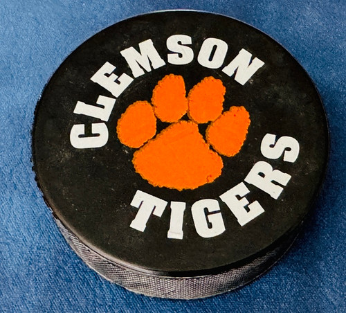 Clemson Tigers NCAA Authentic Clemson Hockey Team Puck Game Used Clemson Tigers Club Hockey Clemson Tigers NCAA Authentic Clemson Hockey Team Puck