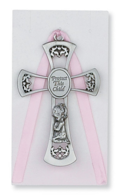 Pewter baby crib cross