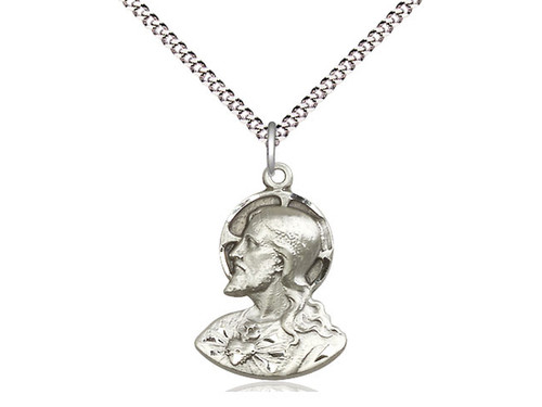 Sterling Silver Sacred Heart Head of Christ Medal