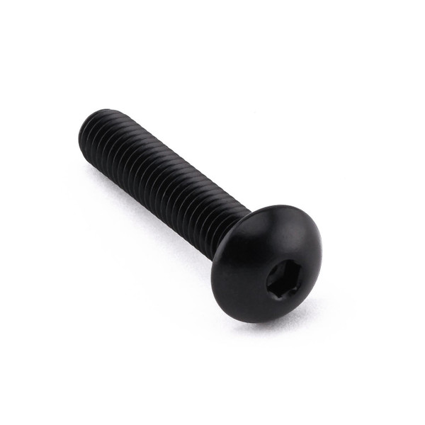 Vis à  tête bombee en Aluminium M6 x (1.00mm) x 30mm (Tête Extra Small) Noir