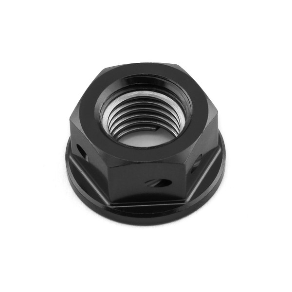 Ecrou de couronne Aluminium M10x(1.25mm) Pré Percé Noir