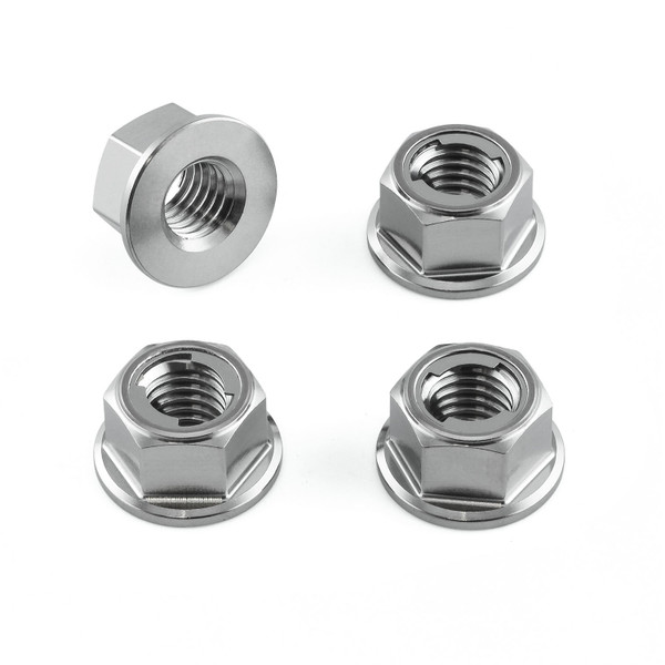 Ecrou metal nylstop à  bride en Titane M8x(1.25mm) Paquet x4 (Couronne)
