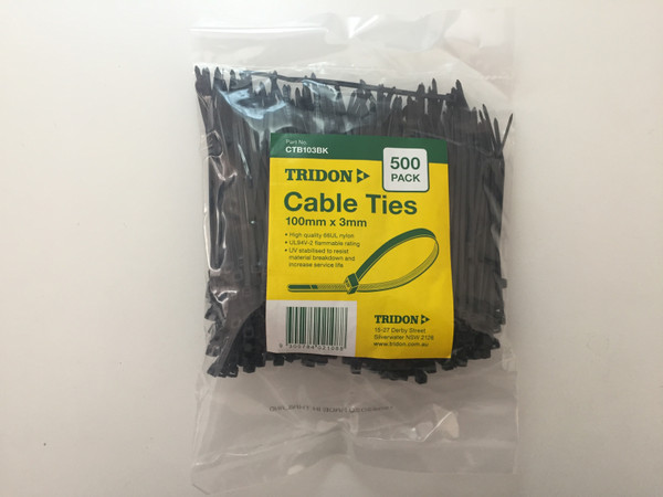 TRIDON - BLACK (UV STABILISED) - CABLE TIE - 3mm X 100mm