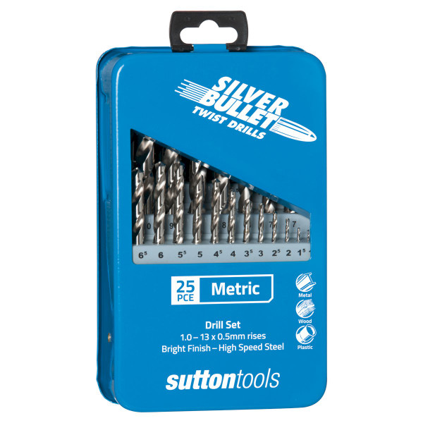 Sutton D101MTLSM3 25 piece Silver Bullet Jobber Metric Drill Set HSS