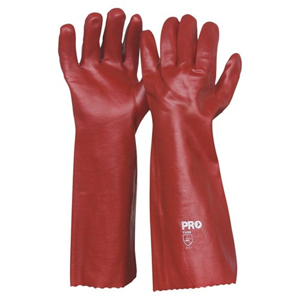 45CM RED PVC GLOVES LARGE