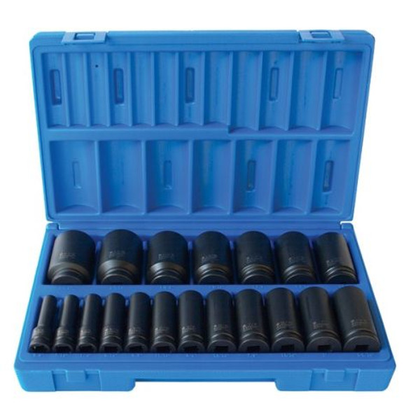 19 Piece 1/2" Drive Deep Impact Socket Set Imperial