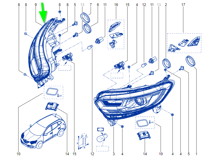 Genuine Renault 260109422R HEADLAMP RH