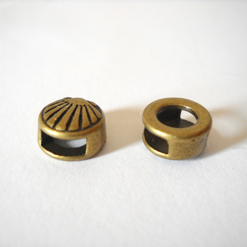 Scallop Shell Slider Spacer Bead For 2 mm Thick x 5 mm Wide Flat Strap - Bronze