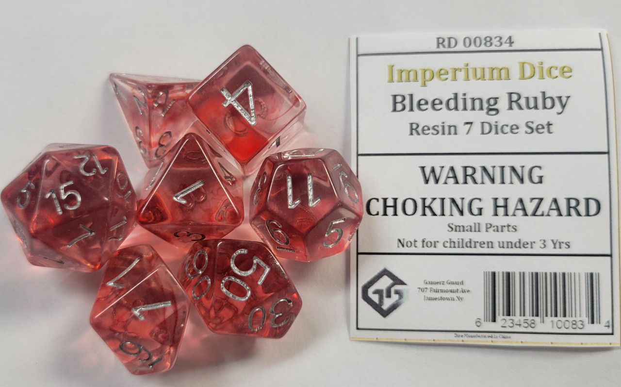 A Bleeding Ruby Bleeding Ruby Resin 7 Dice Set - Gamerz Guard