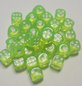 Transparent Light Green D6 12mm 36pc Acrylic Dice Set Transparent Light Green D6 12mm 36pc Acrylic Dice Set