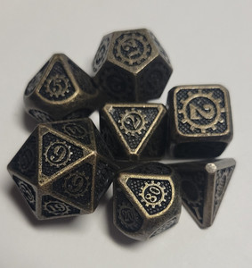Steampunk Iron color Metal Dice 7 piece Polyhedral dice set N2 Steampunk Iron color Metal Dice 7 piece Polyhedral dice set N2