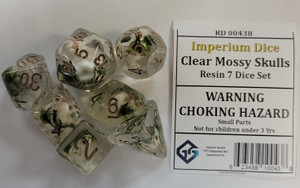 Clear Mossy Skull Resin 7 Dice Set Clear Mossy Skull Resin 7 Dice Set