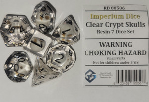 Clear Crypt Skulls Resin 7 Dice Set Clear Crypt Skulls Resin 7 Dice Set
