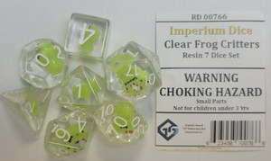 Clear Frog Critters Resin 7 Dice Set Clear Frog Critters Resin 7 Dice Set
