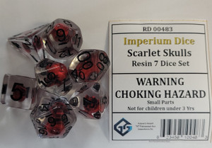 Scarlet Skulls Resin 7 Dice Set