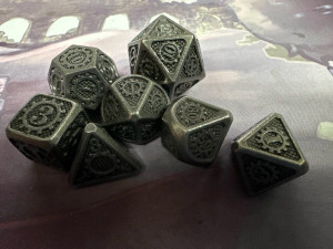 Steampunk Tarnished Silver 7 Metal Polyhedral Dice Set Steampunk Tarnished Silver 7 Metal Polyhedral Dice Set