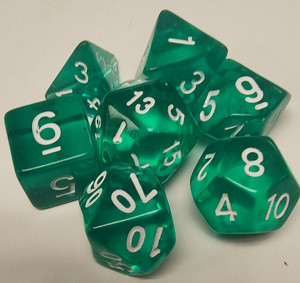 Translucent Sea Green Acrylic 7 Dice Set