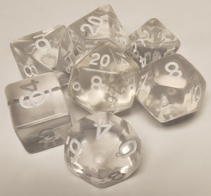 Translucent Crystal Clear Acrylic 7 Dice Set