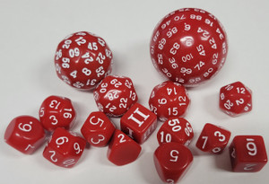 All-In-One Red 15 Piece Acrylic Dice Set D3-D100 All-In-One Red 15 Piece Acrylic Dice Set D3-D100