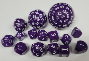 All-In-One Purple 15 Piece Acrylic Dice Set D3-D100 All-In-One Purple 15 Piece Acrylic Dice Set D3-D100