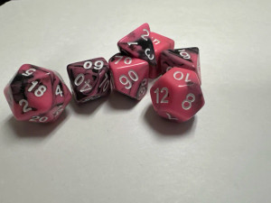 Runefused 7 Piece Acrylic Dice Set - Pink & Black Runefused 7 Piece Acrylic Dice Set - Pink & Black