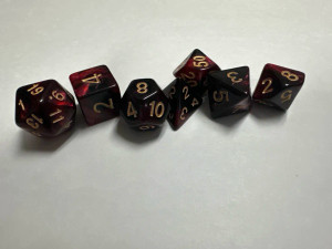 Runefused 7 Piece Acrylic Dice Set – Black & Dark Red Runefused 7 Piece Acrylic Dice Set – Black & Dark Red