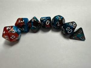 Runefused 7 Piece Acrylic Dice Set – Blue & Red Runefused 7 Piece Acrylic Dice Set – Blue & Red