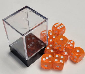 Translucent Bright Orange Acrylic 16mm D6 Set
