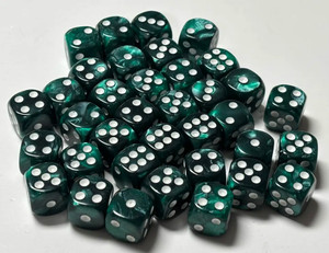 Cadmium Green Marble Acrylic 12mm D6 Dice Set