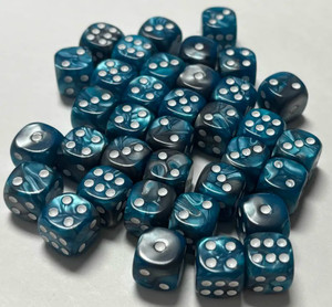 Cobalt Steel Marble Acrylic 12mm D6 Dice Set