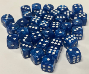 Shimmering Blue Acrylic Marble 12mm D6 Dice Set