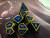 Assassin's Gold/Night Blue Metal 7 Polyhedral Dice Set