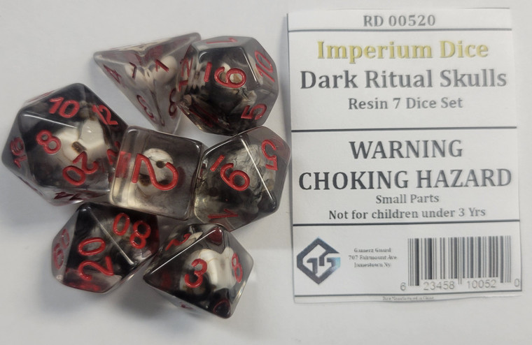 Dark Ritual Skulls Resin 7 Dice Set