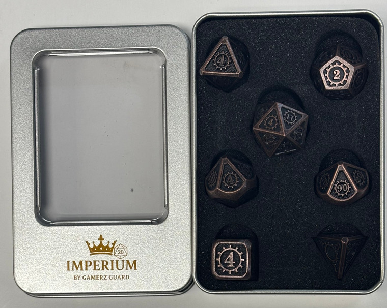 Steampunk Rusted Metal 7 Polyhedral Dice Set