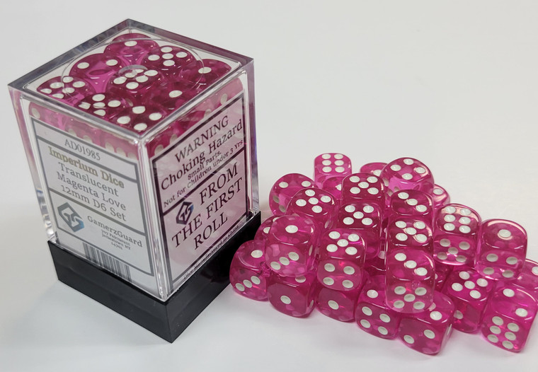 Translucent Magenta Love Acrylic 12mm D6 Set