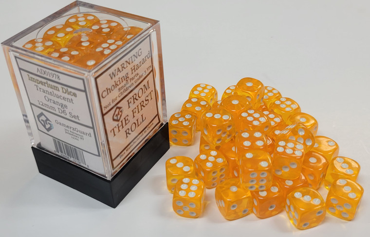 Translucent Orange Acrylic 12mm D6 Set