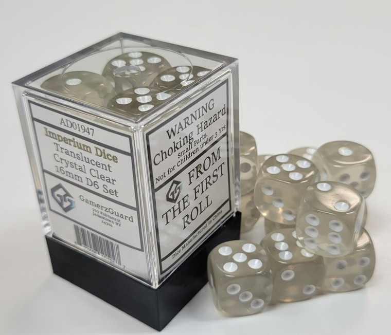 Translucent Crystal Clear Acrylic 16mm D6 Set