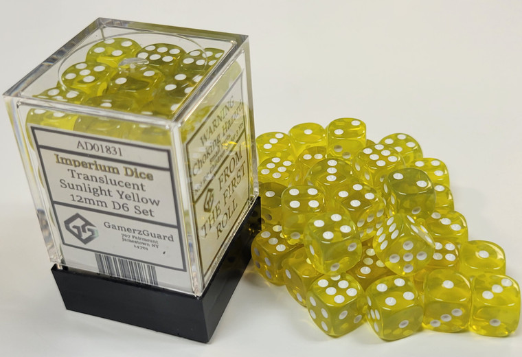 Translucent Sunlight Yellow Acrylic 12mm D6 Set