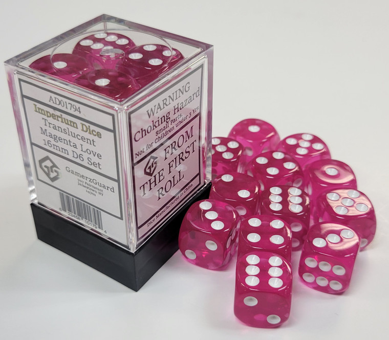 Translucent Magenta Love Acrylic 16mm D6 Set