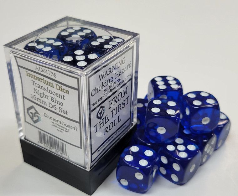 Translucent Night Blue Acrylic 16mm D6 Set