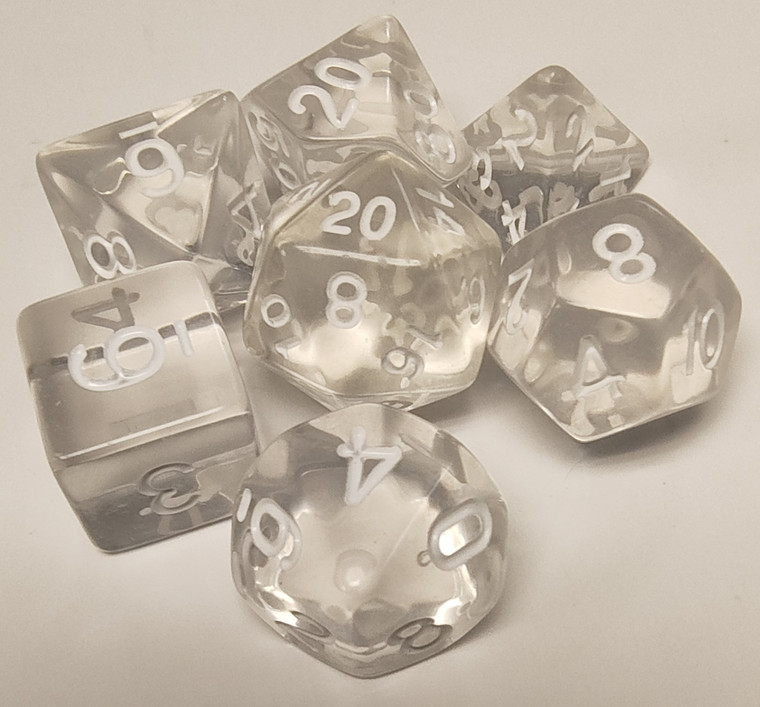 Translucent Crystal Clear Acrylic 7 Dice Set
