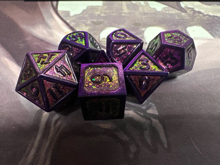 Assassin's Purple Galaxy Metal 7 Polyhedral Dice Set