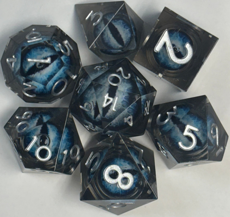 Cold Abyssal Dragon Eyes Resin 7 Dice Set