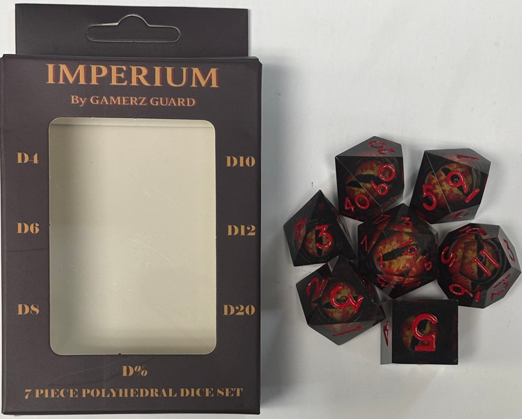Volcanic Meltdown Dragon Eyes Resin 7 Dice Set