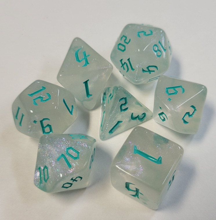Stardust Relic Aquamarine 7 Piece Acrylic Dice Set
