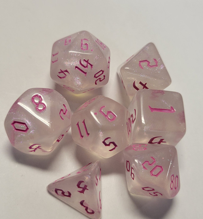 Stardust Relic Pink 7 Piece Acrylic Dice Set