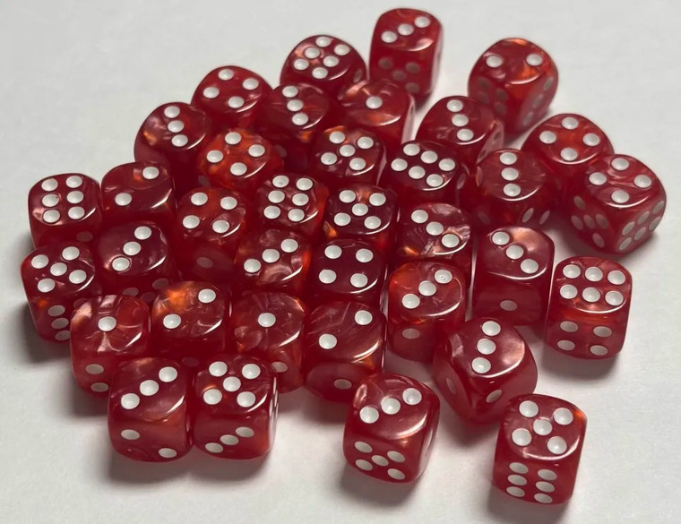 Red Marble Acrylic 12mm D6 Dice Set