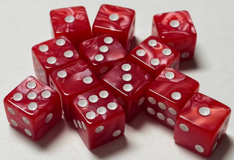 Bright Red Acrylic Marble 16mm D6 Set