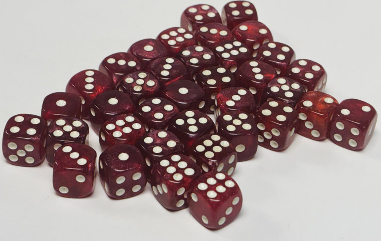 Velvet Red Acrylic Marble 12mm D6 Dice Set